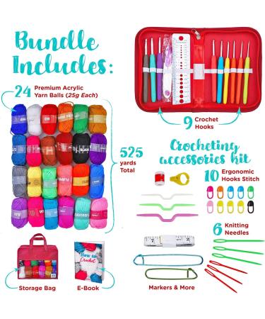 J MARK Crochet Kit for Beginners - 1320 Yards Yarn Set with Crochet Hook for Adults and Kids - Buy Online on GoSupps.com