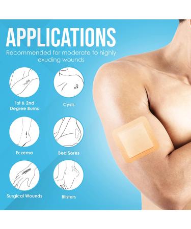 JJ CARE Silicone Foam Dressing [Pack of 20] - 4x4 Silicone Adhesive Wound Dressing - Showerproof & Absorbent - Buy Online on GoSupps.com