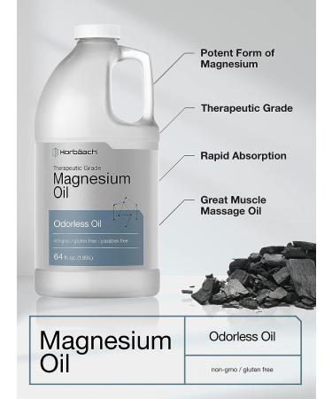 Horbaach Magnesium Oil 64 fl. oz | Therapeutic Grade, Vegetarian, Non-GMO, Gluten Free, Paraben Free Formula - Buy Online on GoSupps.com