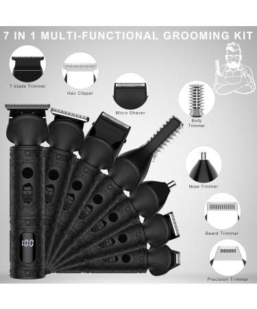 Scttomon Beard Trimmer for Men - Professional 7 in 1 Grooming Kit, T-Blade Trimmer, Electric Shaver, Nose & Body Trimmer - Cordless Black - Buy Online on GoSupps.com