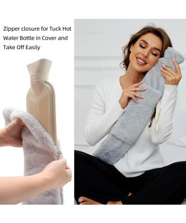 2L Long Hot Water Bottle with Hand Pocket Warmer and Zipper Cover - 72cm Extra Long Rubber Bag for Pain Relief - Buy Online on GoSupps.com