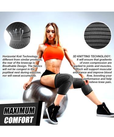 NEENCA Knee Brace Compression Sleeve for Pain Relief - Medium 2 Pack, Black - Buy Online on GoSupps.com
