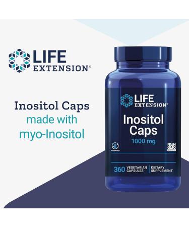 Life Extension Inositol Caps 1000mg High Dose 360 Vegan Capsules | Laboratory Tested, Vegetarian, Gluten-Free, GMO-Free - Buy Online on GoSupps.com