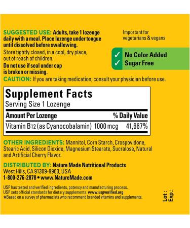 Nature Made Vitamin B12 1000 mcg Sublingual Supplement - 150 Micro-Lozenges for Energy Metabolism Support, 150 Day Supply - Buy Online on GoSupps.com