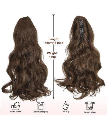 Dcbaboo 18inch Claw Clip in Ponytail Hair Extensions Long Wavy Ponytail Extension Curly Synthetic Pony tails Natural Wave One Piece Hairpiece Fake Ponytail for Women Dark Brown/Light Auburn 18 inch 150g Dark Brown/Light Auburn - Buy Online on GoSupps.com
