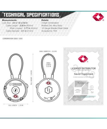 Savior Equipment TSA-Approved Cable Travel Locks - 3-Digit Combination for Rifle Bags & Gun Cases - 2 Pack, Obsidian Black - Buy Online on GoSupps.com