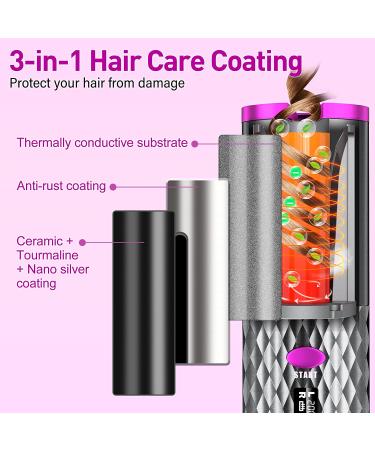Wireless Rechargeable Automatic Hair Curler with 6 Temps & Timer - Grey - Buy Online on GoSupps.com