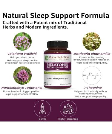 Pure Nutrition Melatonin 5mg with Valleriana Wallichii | 90 Tabs | Non-Addictive Sleep Support Supplement | Supports Relaxation Sleep Quality and Overall Well-Being | Non GMO 90 Count (Pack of 1) - Buy Online on GoSupps.com