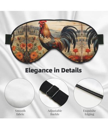 Rooster On Wood Farmland Print Unisex Sleep Eye Mask - Soft Comfort Travel & Yoga Eye Shade Cover - Buy Online on GoSupps.com