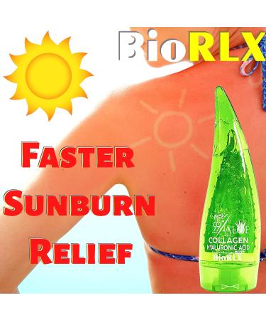 BioRLX 99% Purity Aloe Vera Gel with Collagen and Hyaluronic Acid for Face Body and Hair & Soothing Moisture Sun Burns Anti Wrinkle Anti Aging Razor Bumps Dry Skin (250ml) - Buy Online on GoSupps.com