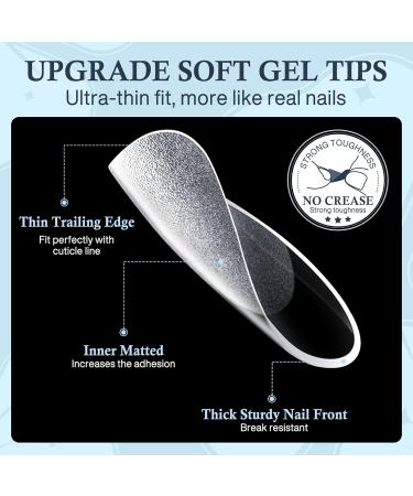 Shop Short Almond Nail Tips - 240pcs Soft Gel Acrylic Fake Nails | Half Matte Full Cover | 12 Sizes for DIY Nail Manicure - Buy Online on GoSupps.com