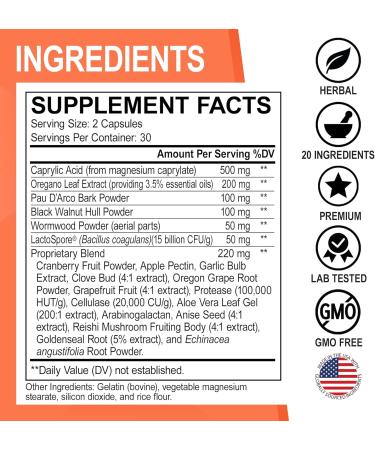 Candida Cleanse Detox for Women & Men - Candi Detox Support Supplement Pills Liquid Drops Tincture Gut Balance Probiotic Flora Complex Supplements - Organic Oregano Oil Drops Caprylic Acid Capsules - Buy Online on GoSupps.com