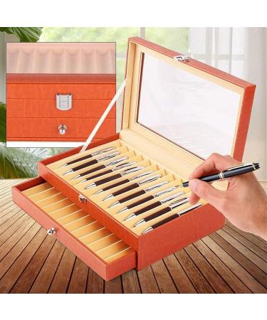 Pen Display case 3-Layer Fountain Pen Display Box 36 Slot Pen Storage Box PU Leather Glass Cover Modern Fashion Fountain Pen Collection Box Display Gifts Available in Two Options (Color : Orange - Buy Online on GoSupps.com