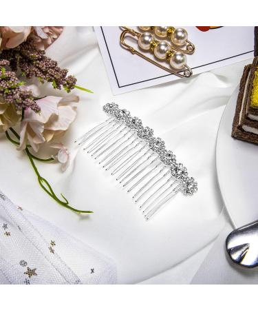 Geosar 4-Piece Alloy Rhinestone Hair Combs - Crystal Flower Bridal Accessories for Women - Wedding Hair Clips - Buy Online on GoSupps.com