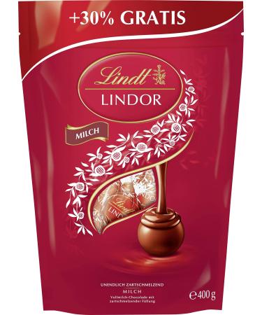Lindt chocolate lindor balls milk |400 g |Approx. 30 balls whole milk chocolate with a delicate melting filling |Praline gift |Chocolate gift - Buy Online on GoSupps.com