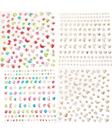 4 sheets Colorful Gem Stickers Rhinestones Adhesive Backed Crystal Stickers for Crafts Acrylic Rhinestones for Kids' DIY Craft Projects
