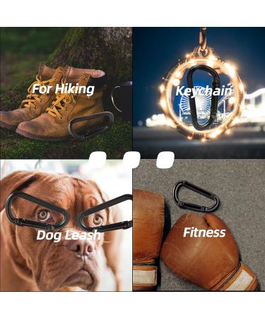 Caribeener Carabiner Clip 860lbs 3 Iron Heavy Duty D Shape Buckle - 2 PCS Black for Camping, Hiking, Dog Leash, Yoga Swing - Buy Online on GoSupps.com