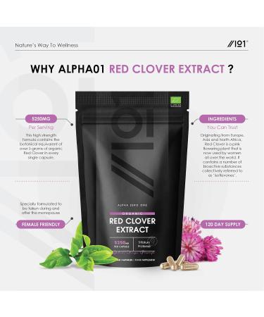 Organic Red Clover Extract 5250mg - for Use During The Menopause - Potent 15:1 Pure Extract - Halal 120 Vegan Capsules 1 count (Pack of 120) - Buy Online on GoSupps.com