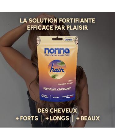 NONNA LAB - Hair - Strength Growth & Vitality - Hair Food Supplements - Vitamin B6 & Biotin - Zinc & Selenium - 1 Month Cure - 30 Chocolate Beads - Made in France - Buy Online on GoSupps.com