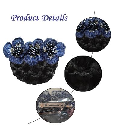 4 Pack Women Hair Bun Cover Net Snood Hair Barrette Clips Hair Accessories - Navy Blue, Pink, Sky Blue, Purple - Ideal for Lady, Women, Nurse, Stewardess - Buy Online on GoSupps.com