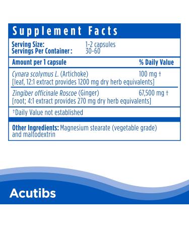 Acutibs Vegan Capsules - Natural Digestive Aid with Artichoke & Ginger Extracts for Gastric Discomfort Relief Nausea Bloating & Abdominal Pain Helps ease IBS and Reduce Gut Inflammation 60 Count - Buy Online on GoSupps.com