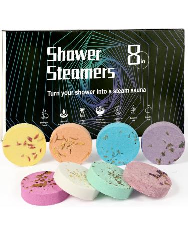 JClover Shower Steamers Aromatherapy Shower Bath Bombs with Pure Essential Oils for Home Spa. Bath Steamer Gift Set for Lovers Wife Moms Christmas Birthday Mothers' Valentines' Day 8-pack