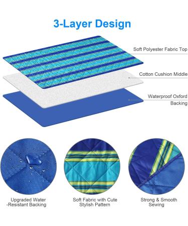 Large Waterproof Outdoor Blanket for Beach, Camping, Picnic - Blue Stripe (79 x 59) - Buy Online on GoSupps.com