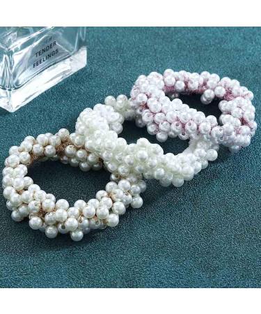 Runmi Hair Ties | 3 Pack Pearl Scrunchies & Beaded Ponytail Holders | Stylish Hair Accessories for Women & Girls - Buy Online on GoSupps.com