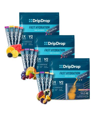 DripDrop Hydration - Electrolyte Powder Packets - Pi a Colada Mango A a Passion Fruit Watermelon Berry Lemon Orange Fruit Punch Grape Strawberry Lemonade Cherry - 96 Count