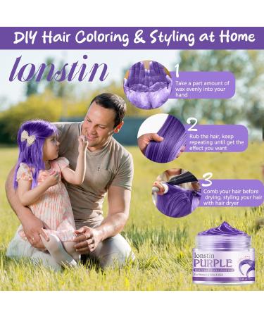Lonstin Purple Temporary Hair Color Wax - Wash Out Dye for Men & Women | Perfect for Christmas Halloween & Role Playing - Buy Online on GoSupps.com