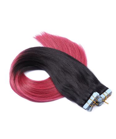 Tape In Hair Extensions - 1B/Burgundy Ombre - 50cm 30 Bricks 100% Remy Real Hair | Tresse by Novon Hair Extensions - Buy Online on GoSupps.com