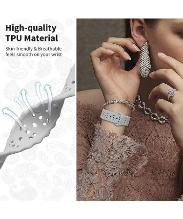 OHCBOOGIE 4 Pack Sport Bands Compatible with Fitbit Versa 3/Fitbit Sense Bands for Women  Soft Silicone Lace Hollowed-out Strap for Fitbit Versa Smart Watch Black/White/Fog/Pink Sand Black/White/Fog/Pink Sand For Versa 3/Fâ¦ - Buy Online on GoSupps.com