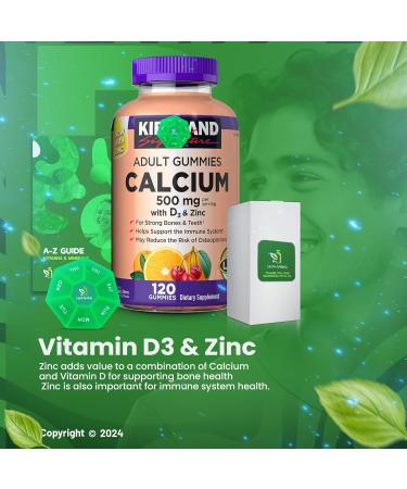 Calcium Gummies 500 mg with D3 & Zinc 120 Gummies with Exclusive Better Ligth&Spring Guide - Buy Online on GoSupps.com