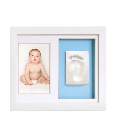 Tiny Ideas Baby's Footprint or Handprints Kit DIY Picture Frame Keepsake, Baby Boy Gift, White Babyprint Impression Frame
