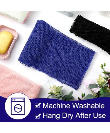 2 Pieces African Exfoliating Net Bath Sponge - Long Back Scrubber for Smooth Skin | Daily Use & Stocking Stuffer (Blue Black - Buy Online on GoSupps.com