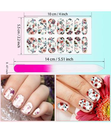 Bright Flower Print Nail Polish Stickers - 168 Pieces Full Wraps Manicure Kit with Nail File - Buy Online on GoSupps.com