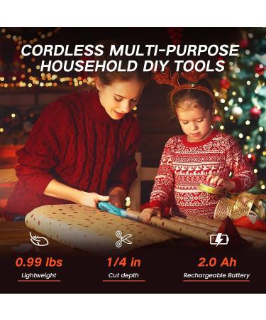 Cordless Electric Scissors Upgraded  Uaoaii 4V Electric Cardboard Box Cutter w/Safety Lock & LED Light  Rechargeable Fabric Cutter Power Rotary Cutters for Carpet Leather Felt  Effortless Blue - Buy Online on GoSupps.com