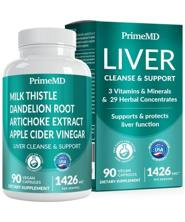 32-in-1 Liver Support with Milk Thistle Supplement Liver Detox with Silymarin, Artichoke Extract & Beetroot Powder Comprehensive Wellness Formula for Liver Cleanse 1426mg (90 count) (Pack of 1) Original Formula 90 Cou