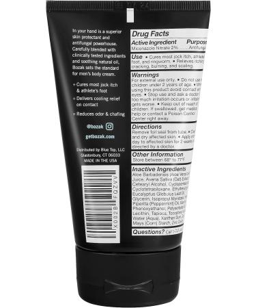 Bozak Extra Strength Jock Itch & Athlete's Foot Cream - Clinically Proven, Talc-Free Formula with 2% Miconazole Nitrate and Menthol - Stops Chafing, Absorbs Sweat, Keeps Skin Dry - Buy Online on GoSupps.com