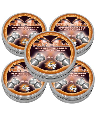 WEILAX 2500 Pointed Head Diabolos 4.5mm Fritz-Cell for Air Rifle Air Pistol