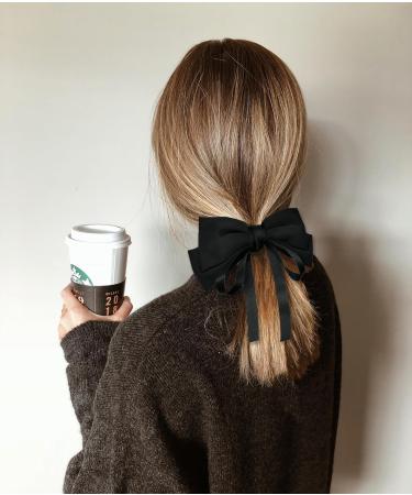 JUNART 2Pcs Big Bow Hair Clips Silky Satin Hair Barrettes for Women Black & White Big Hair Bow Clip Hair Accessories for Girls Teen - Buy Online on GoSupps.com