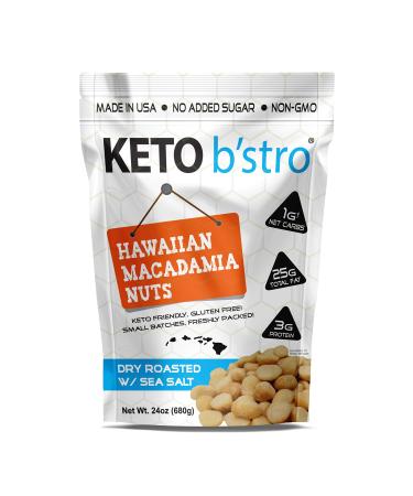 Keto B'stro - Hawaiian Macadamia Nuts, Dry Roasted, Sea Salted, Made in USA, 24oz