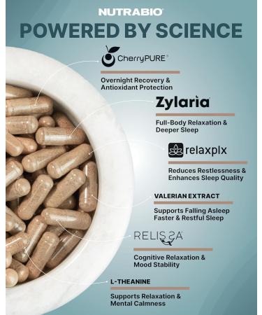 NutraBio Sleep - Advanced Deep Sleep Supplement - Restorative Natural Sleep Aid Reduces Restlessness - Melatonin Free Sleep Aid - 30 Servings- 90 Capsules - Buy Online on GoSupps.com