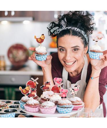 24 Farm Animal Cupcake Toppers - Barn Theme Birthday & Baby Shower Decorations - Buy Online on GoSupps.com