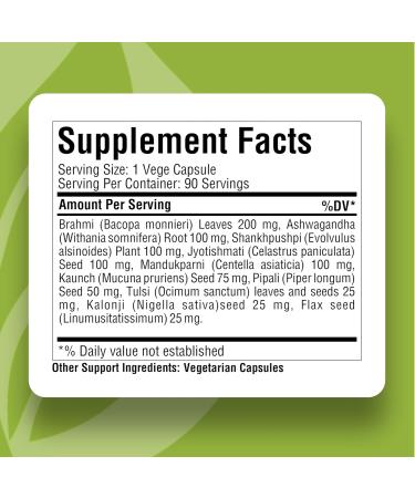 Herbsforever Omega Mind - Support Brain Function Cognitive Memory Mental Clearity |Consentration with Bacopa Ashwagandha Mucuna 10 Ayurvedic Herb Extracts|90 Veg Capsules|800 mg - Buy Online on GoSupps.com