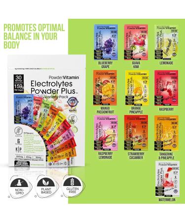 Electrolytes Powder Plus Keto - Variety Pack Zero Sugar 1000mg Potassium Non-GMO 30 Hydration Packets - Buy Online on GoSupps.com