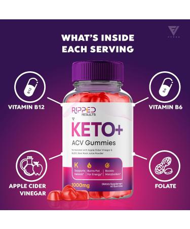 Ripped Results Keto Gummies - Advanced 1000MG ACV Supplement | Energy Boost with B12 & Beet Root | 60 Gummies - Buy Online on GoSupps.com