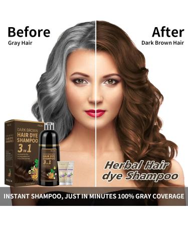 Shampoing Colorant 500 ml Hair Sye Shampoo 3 en 1 & 50 ml Shampooing & 50 ml Apr s-Shampoing Longue Dur e-Naturelle Shampooing Cheveux Color s Instantan pour Homme Femme (Dark Brown) - Buy Online on GoSupps.com