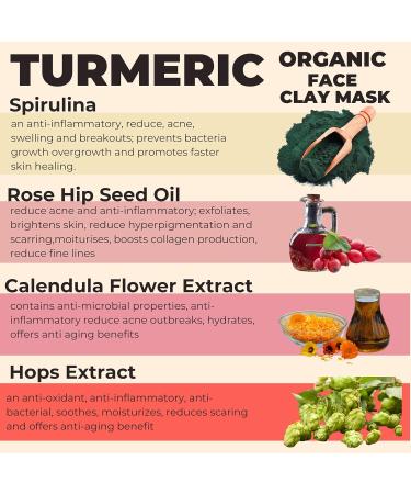 Turmeric & Vitamin C Face Mask - Skin Brightening Anti-Hyperpigmentation & Scar Fading with Bentonite Clay | Shop Now - Buy Online on GoSupps.com