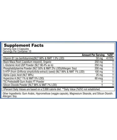 FOG OFF Brain Nootropic Supplement - Focus Pills for Memory Clarity & Energy - Vitamin B1 Black Maca Root L-Glutamic Acid Phosphatidylserine 5-HTP Alpha-Lipoic Acid Huperzine-A - Buy Online on GoSupps.com